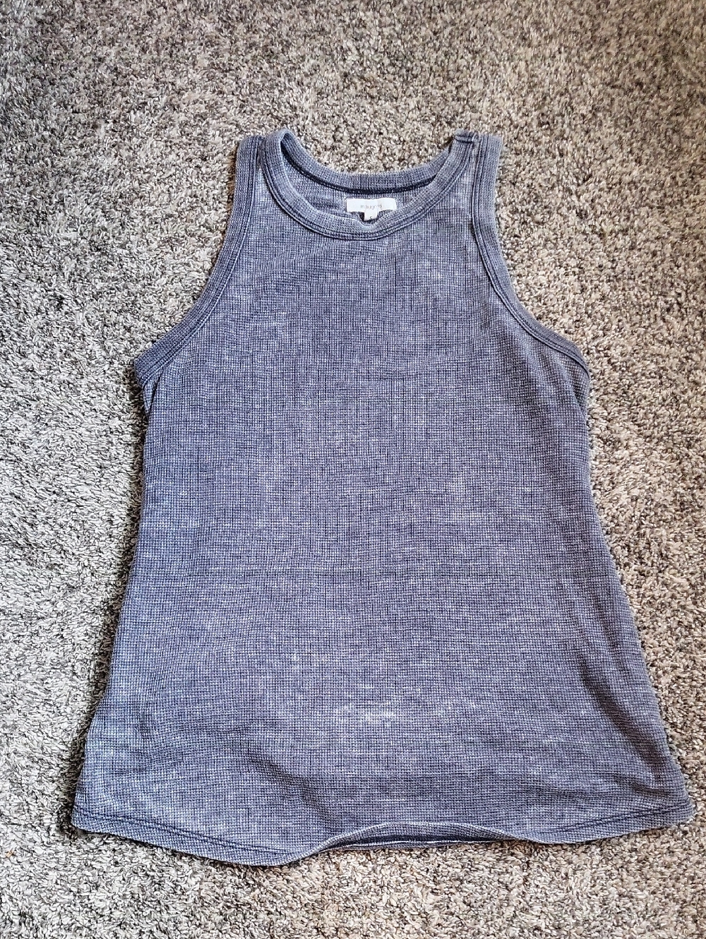 Maurices Womens Ribbed Tank Top - Heather Gray/ Navy